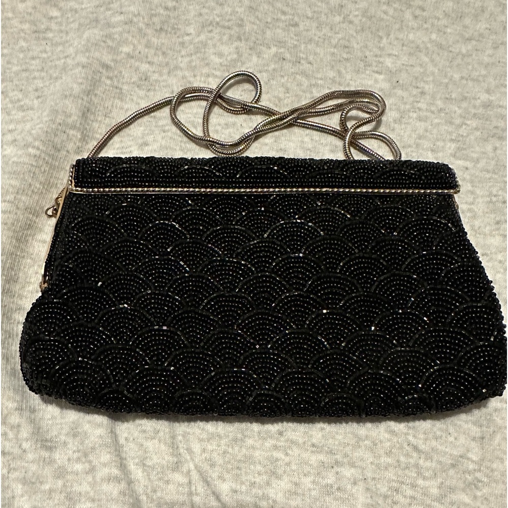 Small black beaded evening bag.